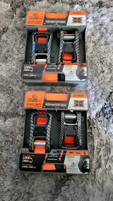 SmartStraps 2 Pk 1-1/4 " in x 10 '  1000LB Ratchet Tie Down Straps (LOT OF 2) - Image 1 of 4
