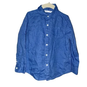 Nwot Janie & Jack The Linen Shirt in Blue Monday Size 4 Boy Pocket Long Sleeve - Picture 1 of 3