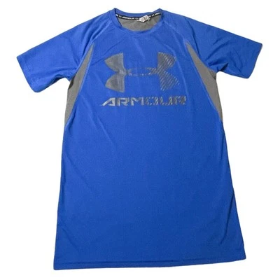 Under Armour Heat Gear Fittted T-Shirt Blue Gray Youth XLarge - Image 1 of 4