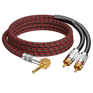 RCA to 3.5mm Cable 16.4FT, Right Angle 3.5mm RCA Audio Cable Jack Adapter Aud... - Picture 1 of 4