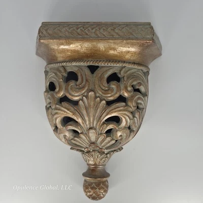 Gold Wall Shelve Resin & Gilt Regency Large 13 1/2” x 9 1/2” Ornate Foto 1 de 4