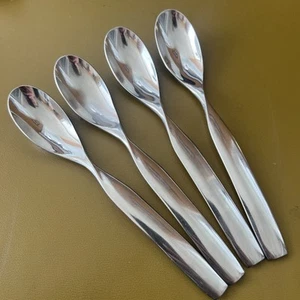 4 Soup spoons DOUBLE HELIX by Sasaki Ward Bennett 18/8 Stainless Flatware Japan - Bild 1 von 4