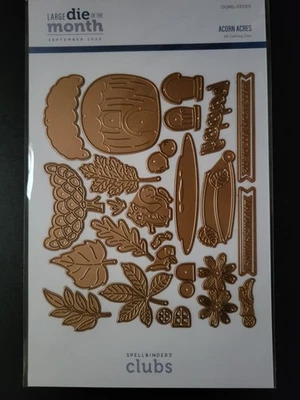 SPELLBINDERS Large Die of Month Club DOML-SEP25 Acorn Acres Chipmunk Fall Leaves - Image 1 of 3