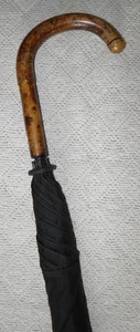 Vintage 1939 Gents Brigg Black Umbrella Bamboo Crook Handle Silver Plaque - Picture 1 of 10