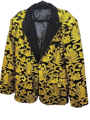 Мужской элегантный блейзер с блестками 2XL с декоративными деталями идеально подходит для специальной вечеринки/события - Изображение 1 из 4