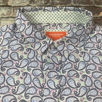 Johnston & Murphy Shirt Adult XXL Geometric Performance Button Up Preppy Mens - Image 1 of 4