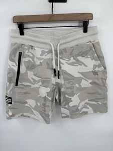 Youngla Shorts Men's Large White Camouflage Fleece Sweatshorts Gym Athletic 7” - Picture 1 of 8