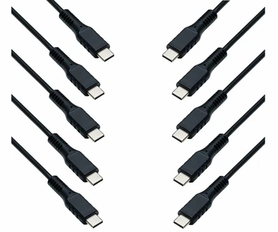 10x USB Typ C auf C Ladekabel, 2x USB Typ C Stecker, 60W, 3A, OD: 3.5mm, schwarz - Bild 1 von 4