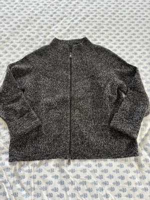 Black marled Italian cashmere zip up sweater women’s size 42/M - Image 1 of 3