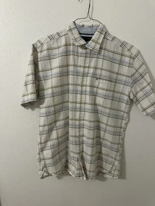 Tommy Hilfiger Short Sleeve Button Down Shirt Men's Size Medium Plaid Cotton - Picture 1 of 2