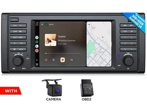 CAM+OBD+Android 14 Car Stereo Radio GPS Sat Nav DSP CarPlay for BMW E39 5 Series - Picture 1 of 21