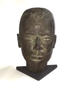 Bronze Antique Bust Man Head Handsome Sculpture Statue Decor Art - Picture 1 of 7
