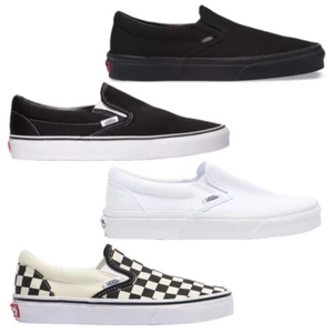 Vans CLASSIC SLIP ON Men Womens Black/White Checkerboard Canvas Skateboard Shoes - Picture 1 of 28