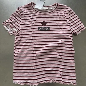 H&M Stranger Things Girls Top Size 20 T Shirt Pink - Picture 1 of 4