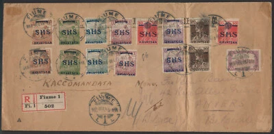 ✔️ FIUME 1918 LIKELY UNIQUE ATTESTED TRAVELED COVER FIUME & SHS STAMPS - Image 1 of 4