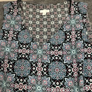 J Jill Tank Top Shell LargeP geometrisch gefüttert schwarz türkis rot pink Paisley Karriere - Bild 1 von 12
