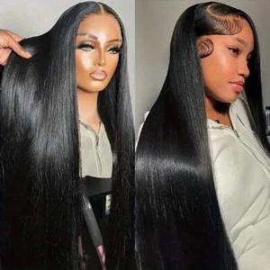 44 46 Long Inch 13x4 HD Lace Front Wig Brazilian Straight Human Hair Wig For Wom - Picture 1 of 19