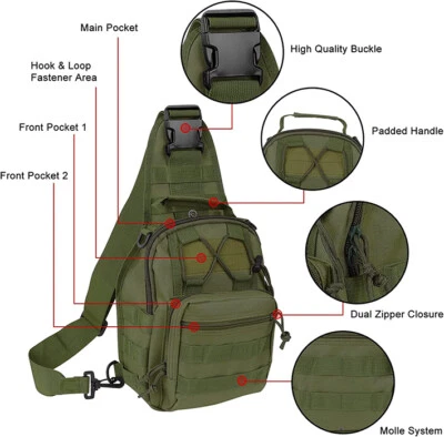 Tactical Men Backpack Sling Bag Chest Shoulder Fanny Pack Cross Body Molle Pouch - Image 1 of 4