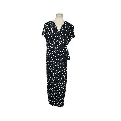 Maxi Vestido Sag Harbor Vintage Negro Lunares Manga Corta Talla 16 Foto 1 de 4