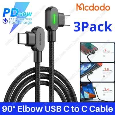 3 Pack MCDODO 3A PD 60W USB C to C Fast Charging Cable Charger Data Charger Cord - Image 1 of 4