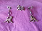Silver Stylized Chinese Crested Earrings And Ring Toy Dog 