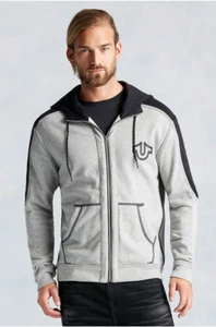 True Religion Men's RFLKT Marled Hoodie Heather Grey MC450RK5 - Picture 1 of 5