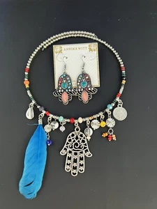 Annika Witt Hamsa Necklace & Earrings Set From Bali - Picture 1 of 7