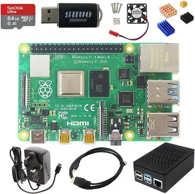 ORANGE_EROUK Raspberry Pi 4B Model B 2/4/8GB RAM DIY Kit Case Fan 64G SD Card Micro-SD HDMI