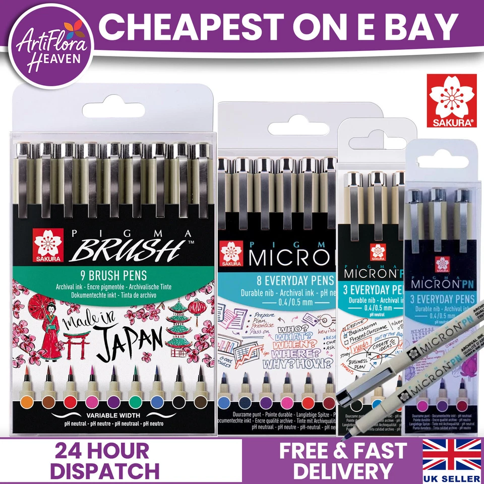 SAKURA PIGMA MICRON FINELINER ALL SIZES PIGMENT INK PEN! 01 005 Fine Liner - Image 1 of 3