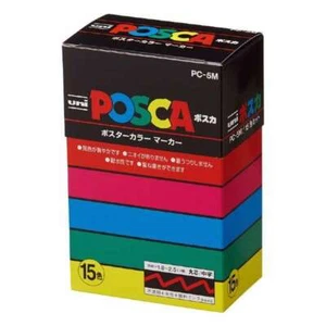 MITSUBISHI PENCIL PC-5M 15C Posca - Medium Round Core - 15 Colors Set Japanese - Picture 1 of 5