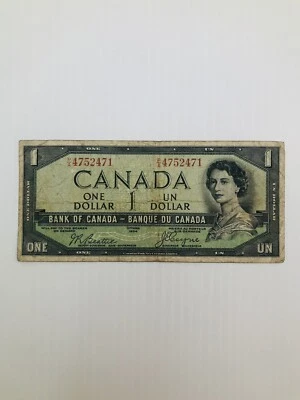 Canada 1 Dollar 1954 Devil’s Face Variety Rare - Image 1 of 2