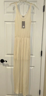 Maxi Vestido Splendid XS X Pequeño Forrado abertura Mezcla de Algodón Tejido Crema Blanco Nuevo Foto 1 de 4