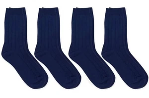 Jefferies Socks Boys Bamboo School Uniform Ribbed Dress Crew Socks 4 Pair Pack - Picture 1 of 9