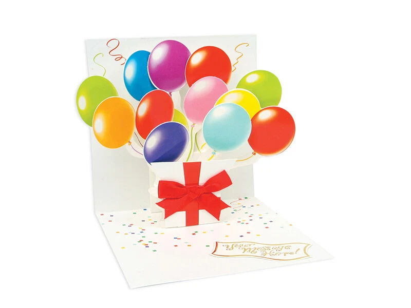 Up With Paper 3D Treasures POP-UP GREETING CARD, Balloons - Image 1 of 3