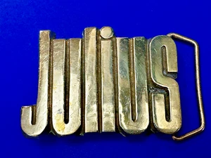 Custom Name Julius Block Letter Cutout Solid Brass 1978 Belt Buckle BBB Taiwan - Picture 1 of 18