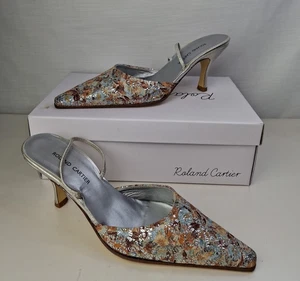 Roland Cartier Slingback Shoes Heels DRESSY Sandal UK5 EUR38 Magna Floral P13 - Picture 1 of 11