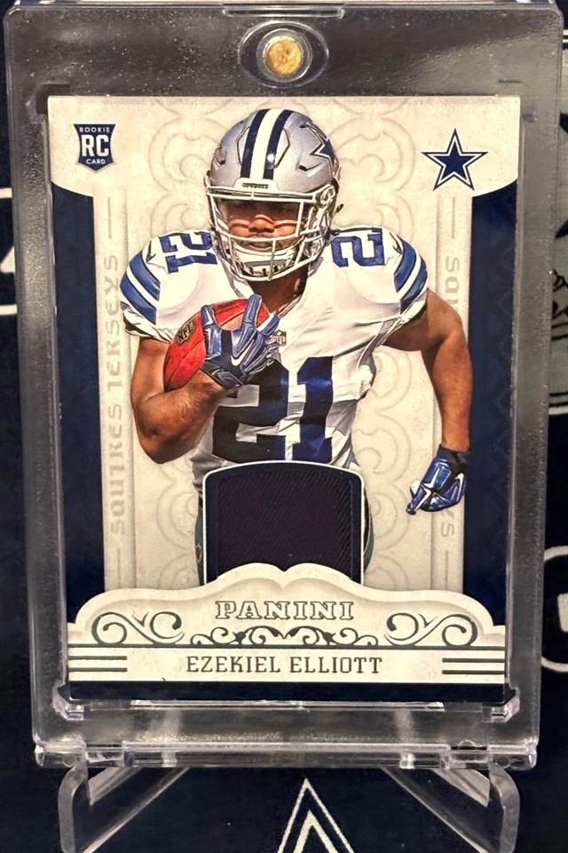 2016 Panini SQUIRES Silver Foil Dallas Cowboys EZEKIEL ELLIOTT Rookie JERSEY RC - Image 1 of 4