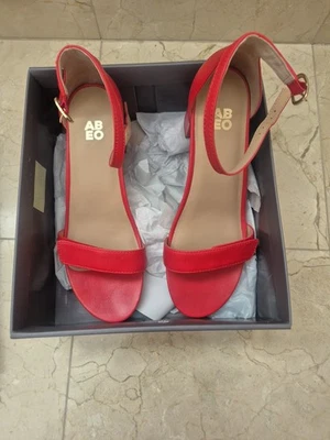 Abeo Womens Red Leather Tempo Strap Sandals Size 10 EUC  - Image 1 of 4