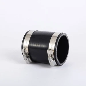 2.5in ID Straight Silicone Hose Coupler with Stainless Steel 2-1/2in, Black - Picture 1 of 7