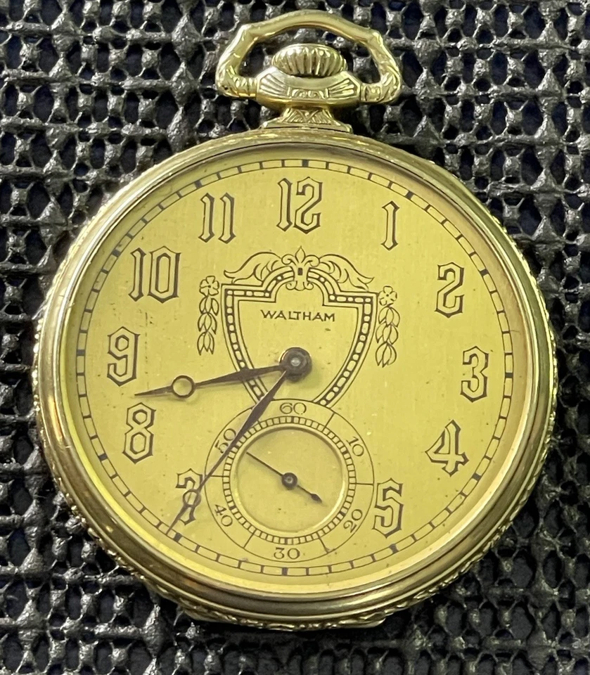 1924 Waltham Pocket Watch 14k GF Colonial 17j 12s Gr. 1225 Mod.1924 Col.b Runs - Image 1 of 4