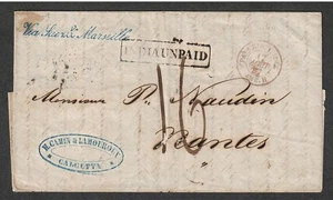 EGYPT - INDIA - FRANCE 1857 ENTIRE FROM CALCUTTA TO NANTES VIA SUEZ PAQUEBOT - Bild 1 von 2