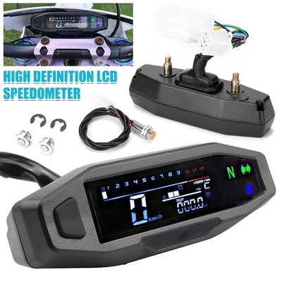 Universal Motorcycle Digital LCD Speedometer Odo-meter Tachometer Gauge New - image 1 of 4