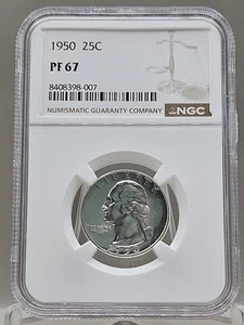 1950 Washington Quarter Proof NGC PF 67 - Picture 1 of 10