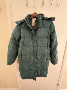 L.L. Bean Daunen Parka Jacke XL Reg Grün Kapuze Lang Mantel 80% Daunenfüllung - Bild 1 von 6