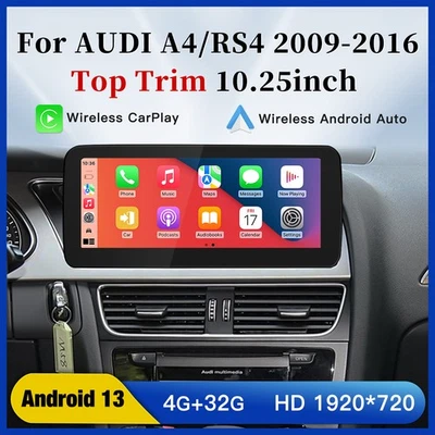 Pantalla de navegación GPS estéreo para coche Android de 10,25" CarPlay para Audi A4 RS4 High 2009-2016 Foto 1 de 4