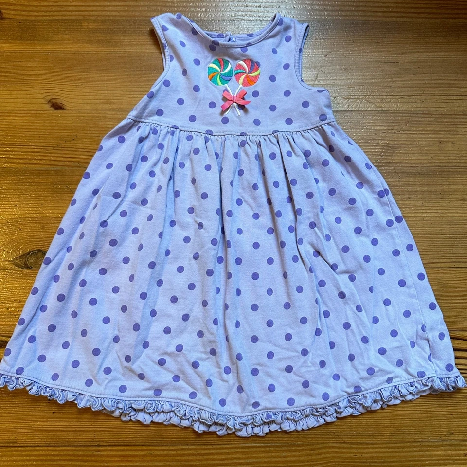 Vestido J. Caqui Púrpura Polkadot Sin Mangas Apliques Caramelo TALLA 6T Foto 1 de 4