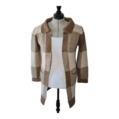 Atmosphere Women's checkered cardigan sweater collared open front  Size S - Image 1 of 4