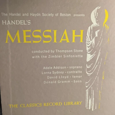 Messiah - Handel And Haydn Society of Boston 3 LP Box Set Thompson Stone Vinyl - Image 1 of 3