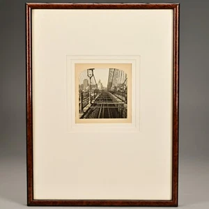 Antique Original Vintage NY Brooklyn Bridge Gelatin Print Photograph Stereograph - Picture 1 of 19