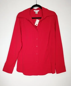 Dressbarn Woman Size 14W 16W Red Long Sleeve Button Blouse NWT - Picture 1 of 7